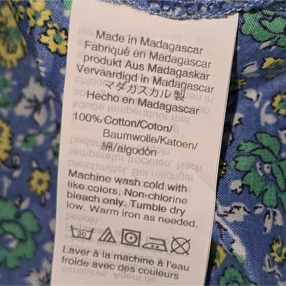 J. Crew Blue Yellow‎ Ditsy Floral Button-Up Shirt Women's Size Medium - Picture 4 of 7